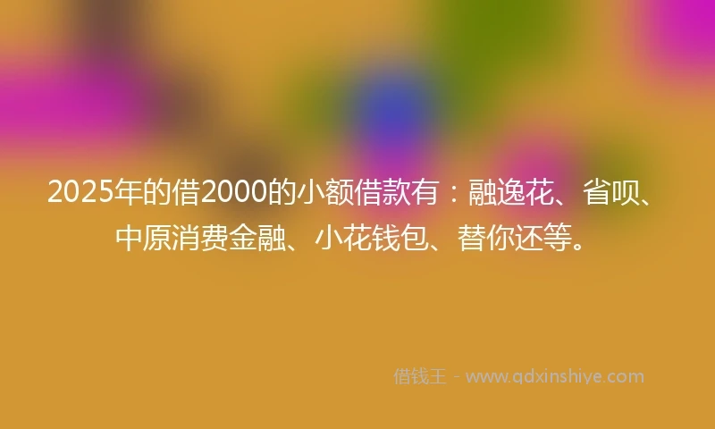 2025年的借2000的小额借款有：融逸花、省呗、中原消费金融、小花钱包、替你还等。