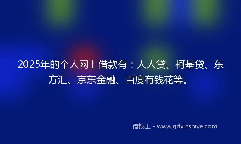 2025年的个人网上借款有：人人贷、柯基贷、东方汇、京东金融、百度有钱花等。