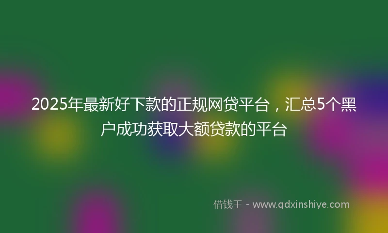 2025年最新好下款的正规网贷平台,汇总5个黑户成功获取大额贷款的平台