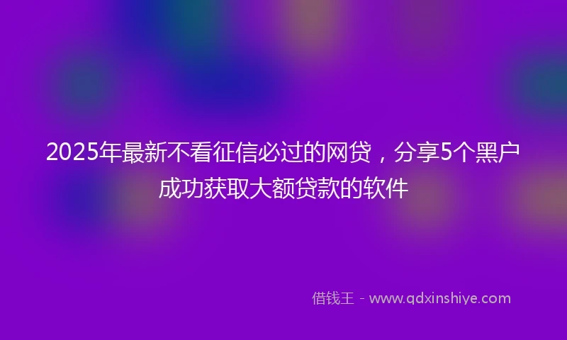 2025年最新不看征信必过的网贷，分享5个黑户成功获取大额贷款的软件