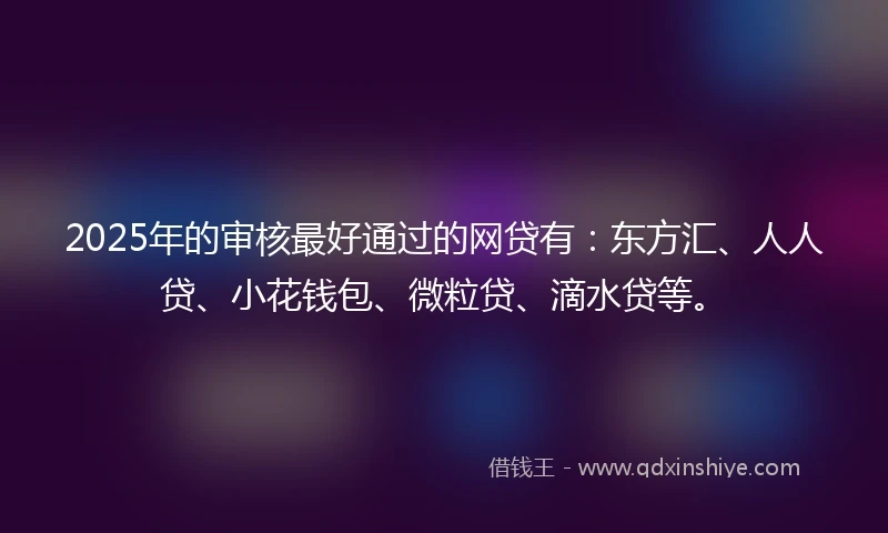 2025年的审核最好通过的网贷有：东方汇、人人贷、小花钱包、微粒贷、滴水贷等。