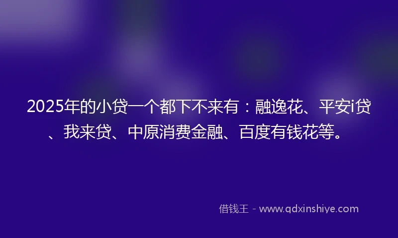 2025年的小贷一个都下不来有：融逸花、平安i贷、我来贷、中原消费金融、百度有钱花等。