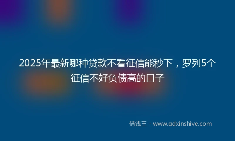 2025年最新哪种贷款不看征信能秒下，罗列5个征信不好负债高的口子