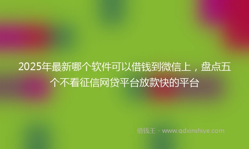 2025年最新哪个软件可以借钱到微信上，盘点五个不看征信网贷平台放款快的平台