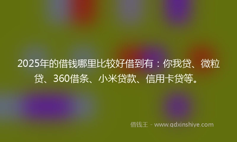2025年的借钱哪里比较好借到有：你我贷、微粒贷、360借条、小米贷款、信用卡贷等。