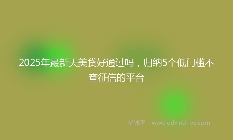 2025年最新天美贷好通过吗，归纳5个低门槛不查征信的平台