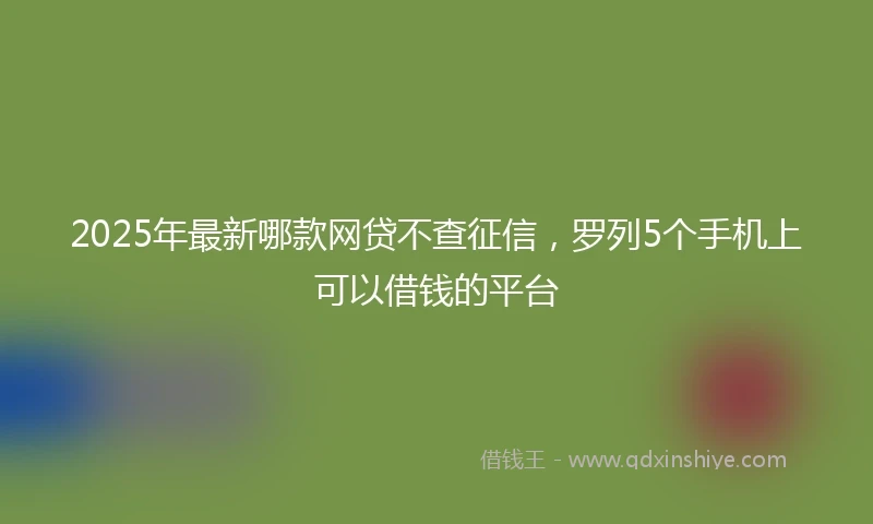 2025年最新哪款网贷不查征信，罗列5个手机上可以借钱的平台