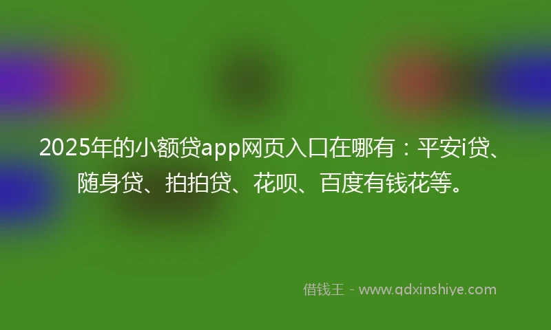 2025年的小额贷app网页入口在哪有：平安i贷、随身贷、拍拍贷、花呗、百度有钱花等。