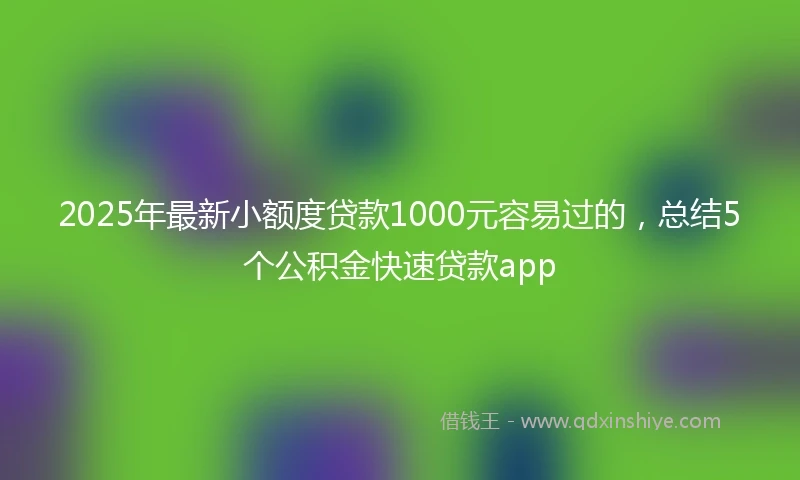 2025年最新小额度贷款1000元容易过的，总结5个公积金快速贷款app