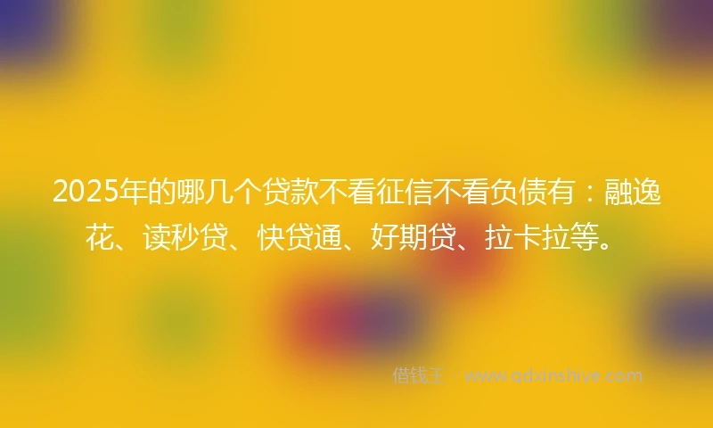 2025年的哪几个贷款不看征信不看负债有：融逸花、读秒贷、快贷通、好期贷、拉卡拉等。