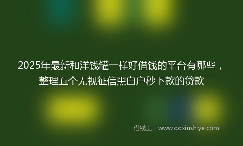 2025年最新和洋钱罐一样好借钱的平台有哪些，整理五个无视征信黑白户秒下款的贷款
