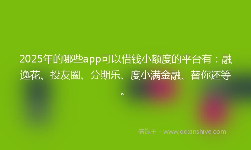 2025年的哪些app可以借钱小额度的平台有：融逸花、投友圈、分期乐、度小满金融、替你还等。