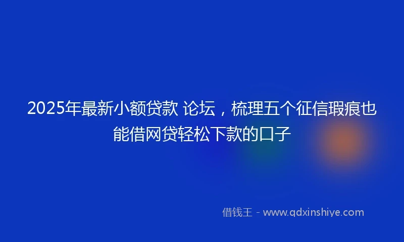 2025年最新小额贷款 论坛，梳理五个征信瑕疵也能借网贷轻松下款的口子