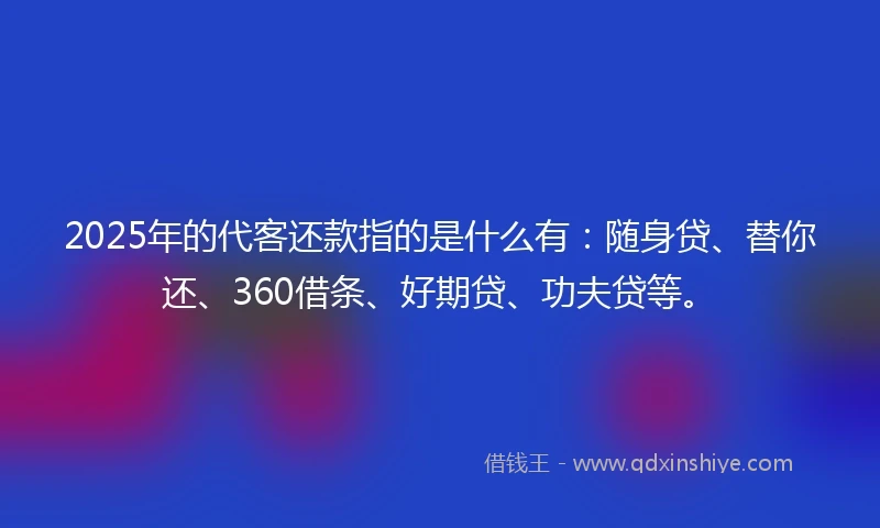 2025年的代客还款指的是什么有：随身贷、替你还、360借条、好期贷、功夫贷等。