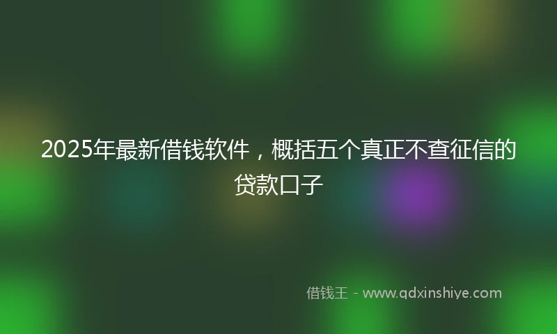 2025年最新借钱软件，概括五个真正不查征信的贷款口子