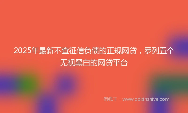 2025年最新不查征信负债的正规网贷，罗列五个无视黑白的网贷平台