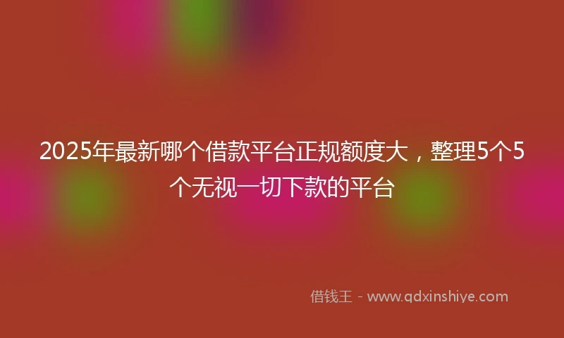 2025年最新哪个借款平台正规额度大，整理5个5个无视一切下款的平台