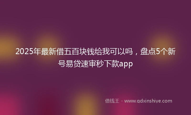 2025年最新借五百块钱给我可以吗，盘点5个新号易贷速审秒下款app