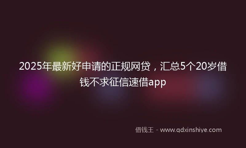 2025年最新好申请的正规网贷，汇总5个20岁借钱不求征信速借app