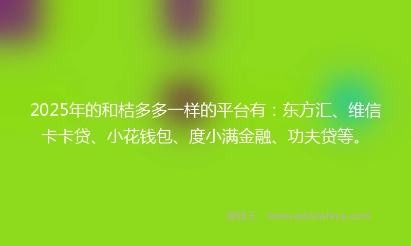 2025年的和桔多多一样的平台有：东方汇、维信卡卡贷、小花钱包、度小满金融、功夫贷等。