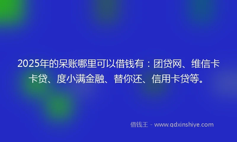2025年的呆账哪里可以借钱有：团贷网、维信卡卡贷、度小满金融、替你还、信用卡贷等。