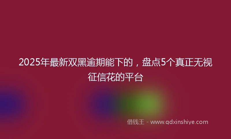 2025年最新双黑逾期能下的，盘点5个真正无视征信花的平台