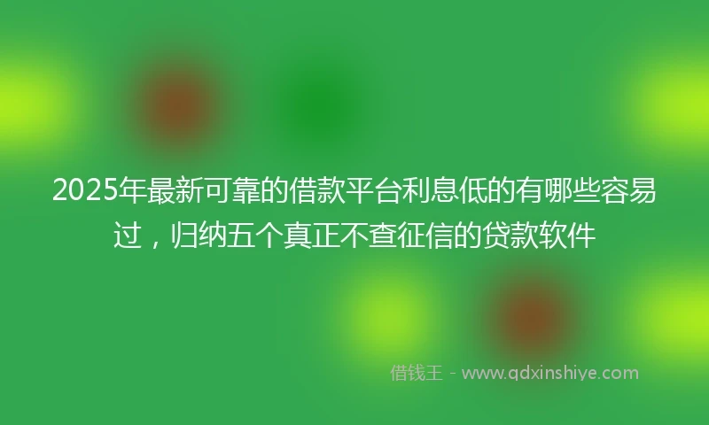 2025年最新可靠的借款平台利息低的有哪些容易过，归纳五个真正不查征信的贷款软件