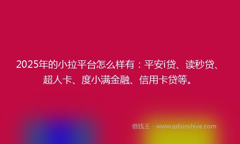 2025年的小拉平台怎么样有：平安i贷、读秒贷、超人卡、度小满金融、信用卡贷等。
