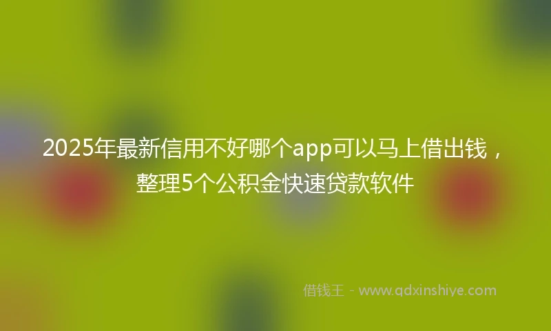 2025年最新信用不好哪个app可以马上借出钱，整理5个公积金快速贷款软件