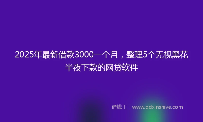2025年最新借款3000一个月，整理5个无视黑花半夜下款的网贷软件