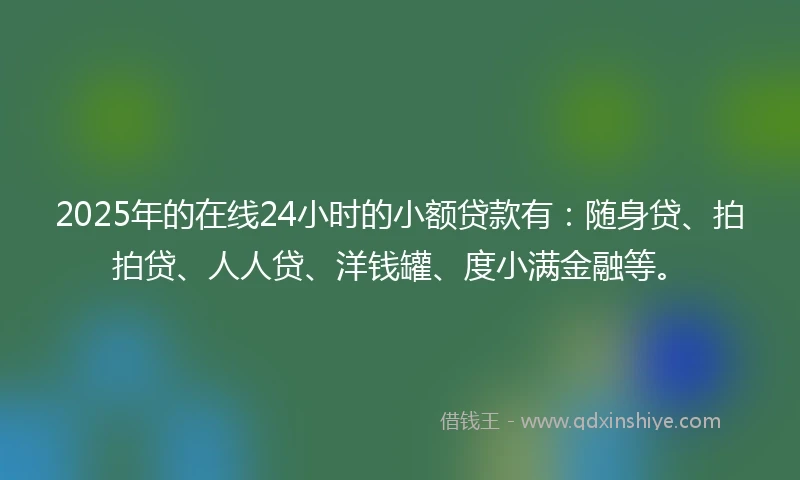 2025年的在线24小时的小额贷款有：随身贷、拍拍贷、人人贷、洋钱罐、度小满金融等。