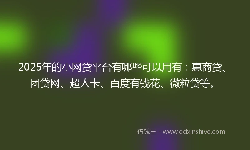 2025年的小网贷平台有哪些可以用有：惠商贷、团贷网、超人卡、百度有钱花、微粒贷等。