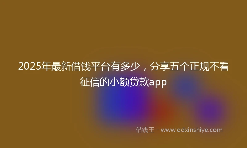 2025年最新借钱平台有多少，分享五个正规不看征信的小额贷款app