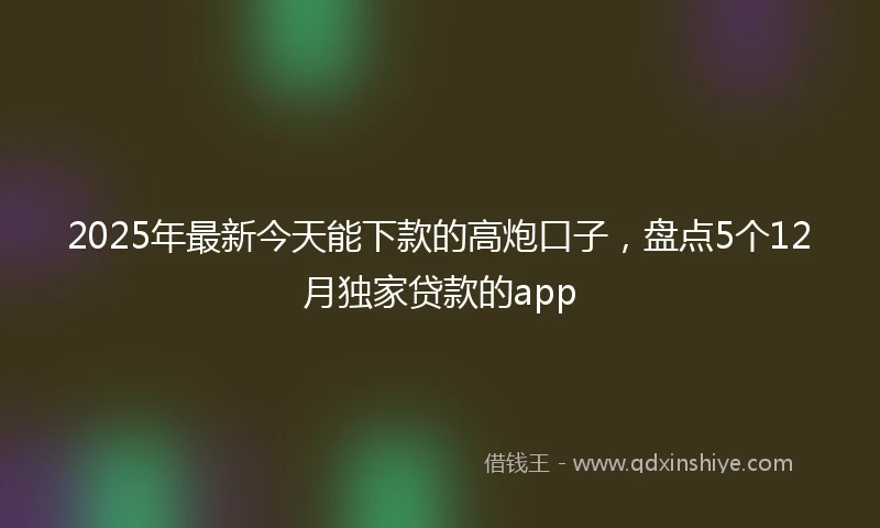2025年最新今天能下款的高炮口子，盘点5个12月独家贷款的app