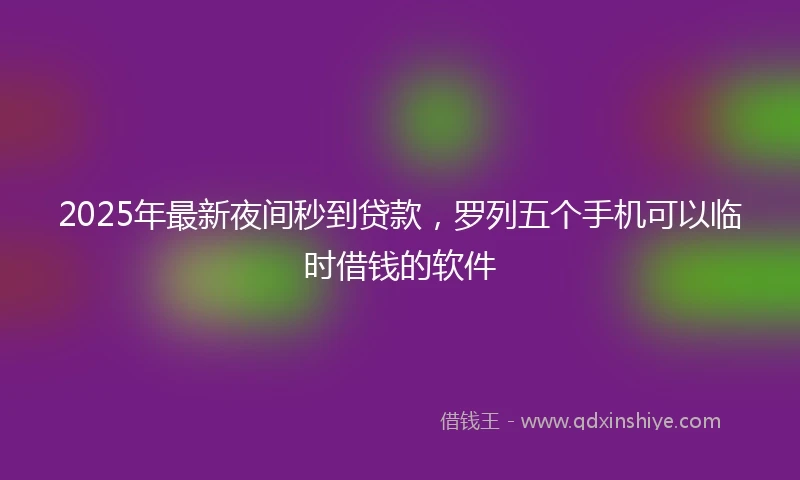 2025年最新夜间秒到贷款，罗列五个手机可以临时借钱的软件