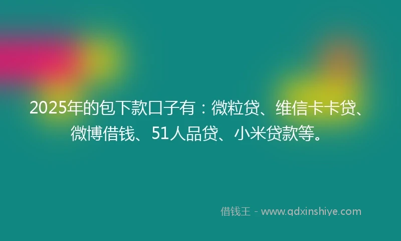 2025年的包下款口子有：微粒贷、维信卡卡贷、微博借钱、51人品贷、小米贷款等。