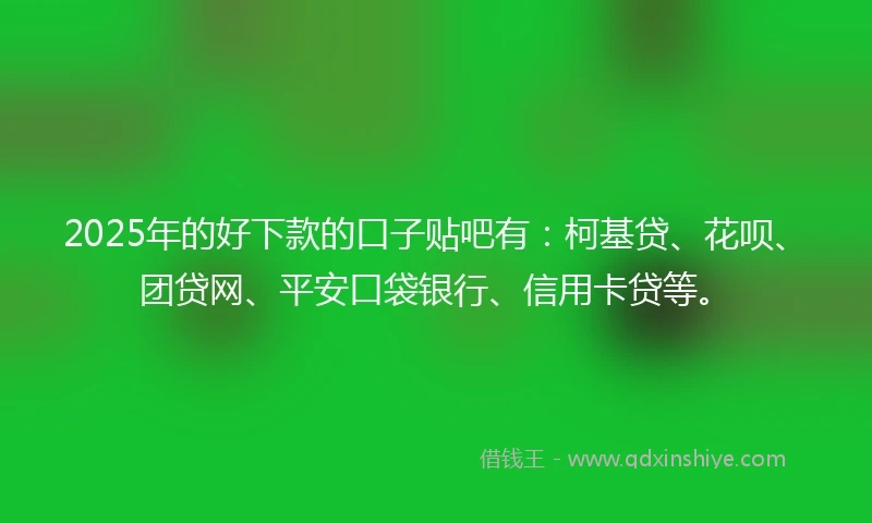 2025年的好下款的口子贴吧有：柯基贷、花呗、团贷网、平安口袋银行、信用卡贷等。
