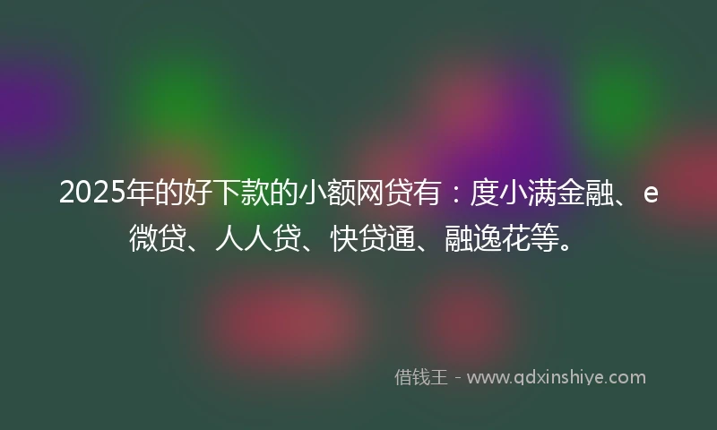 2025年的好下款的小额网贷有：度小满金融、e微贷、人人贷、快贷通、融逸花等。