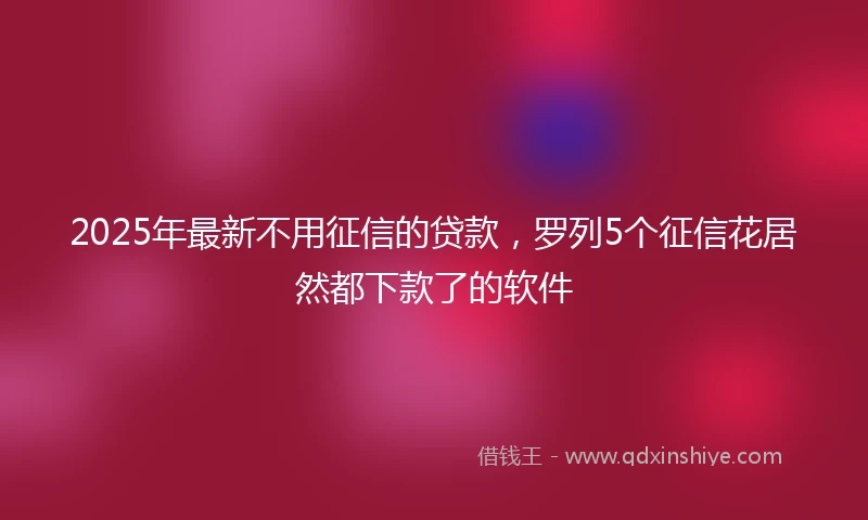 2025年最新不用征信的贷款，罗列5个征信花居然都下款了的软件
