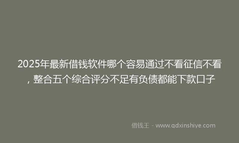 2025年最新借钱软件哪个容易通过不看征信不看，整合五个综合评分不足有负债都能下款口子