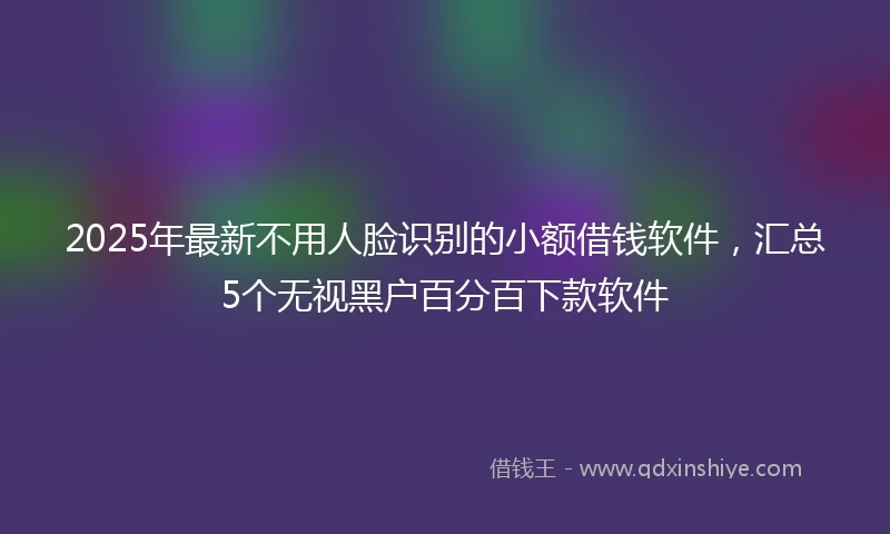 2025年最新不用人脸识别的小额借钱软件，汇总5个无视黑户百分百下款软件