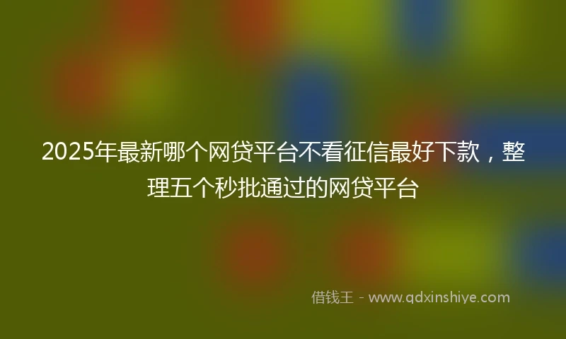 2025年最新哪个网贷平台不看征信最好下款，整理五个秒批通过的网贷平台