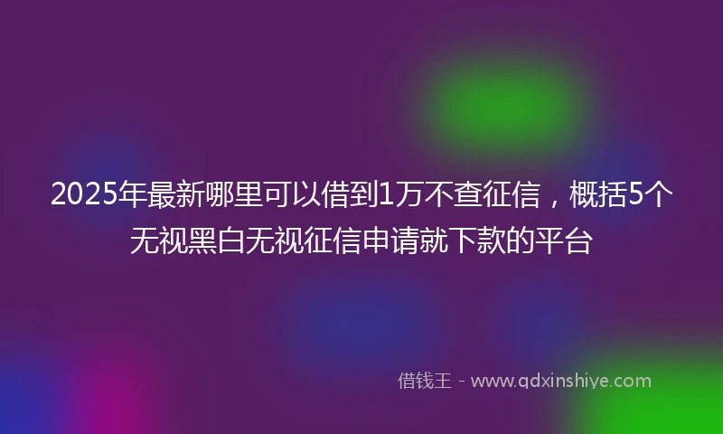 2025年最新哪里可以借到1万不查征信，概括5个无视黑白无视征信申请就下款的平台