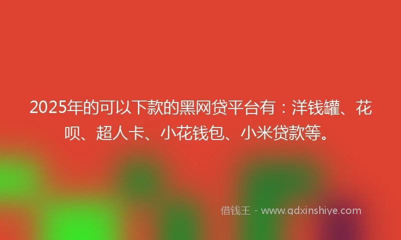 2025年的可以下款的黑网贷平台有：洋钱罐、花呗、超人卡、小花钱包、小米贷款等。