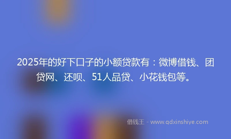 2025年的好下口子的小额贷款有：微博借钱、团贷网、还呗、51人品贷、小花钱包等。