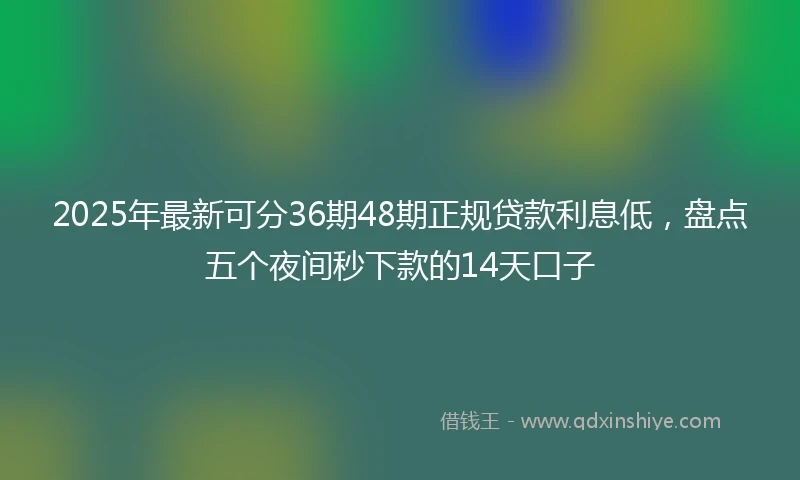2025年最新可分36期48期正规贷款利息低，盘点五个夜间秒下款的14天口子