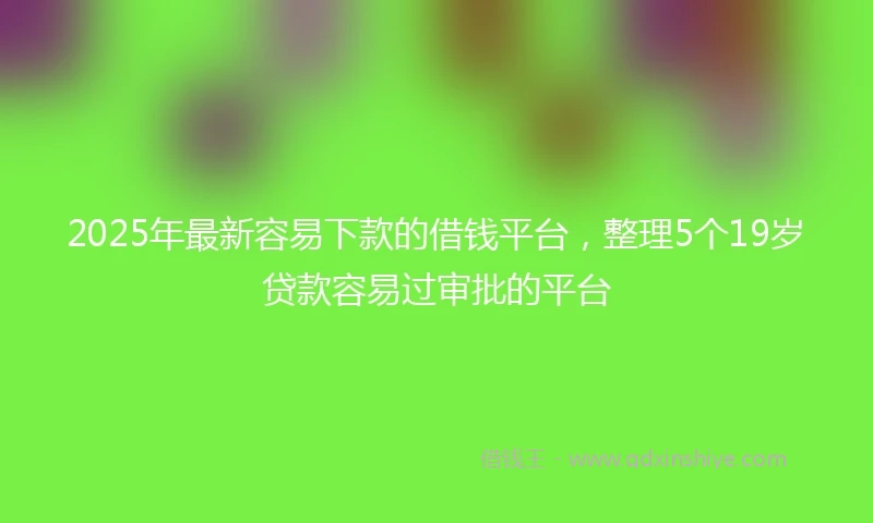 2025年最新容易下款的借钱平台，整理5个19岁贷款容易过审批的平台