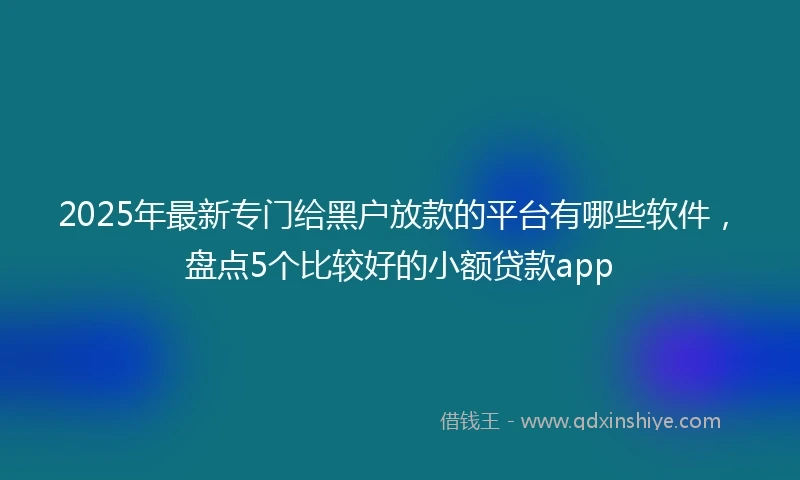 2025年最新专门给黑户放款的平台有哪些软件，盘点5个比较好的小额贷款app