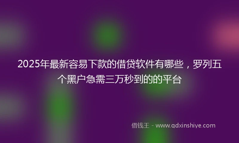 2025年最新容易下款的借贷软件有哪些，罗列五个黑户急需三万秒到的的平台