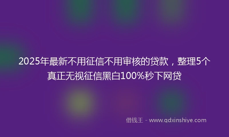 2025年最新不用征信不用审核的贷款，整理5个真正无视征信黑白100%秒下网贷